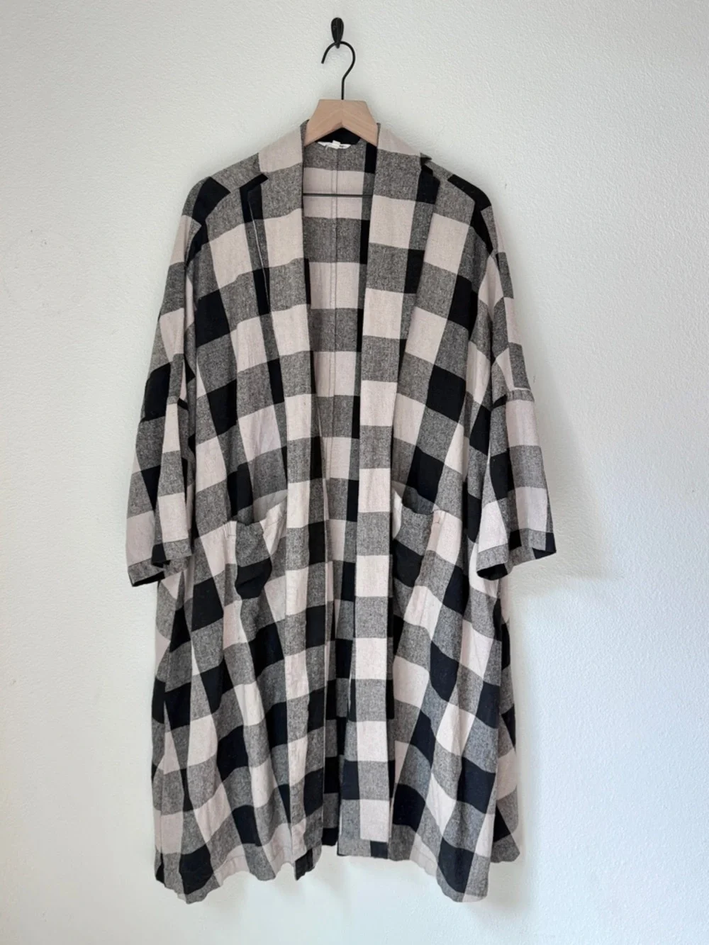Ali Golden Buffalo Plaid raw silk duster jacket - XS/S